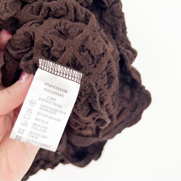 NWT Motel Alannah Keyhole Cut Out Bubble Mini Bodycon Dress L Brown - Picture 6 of 8